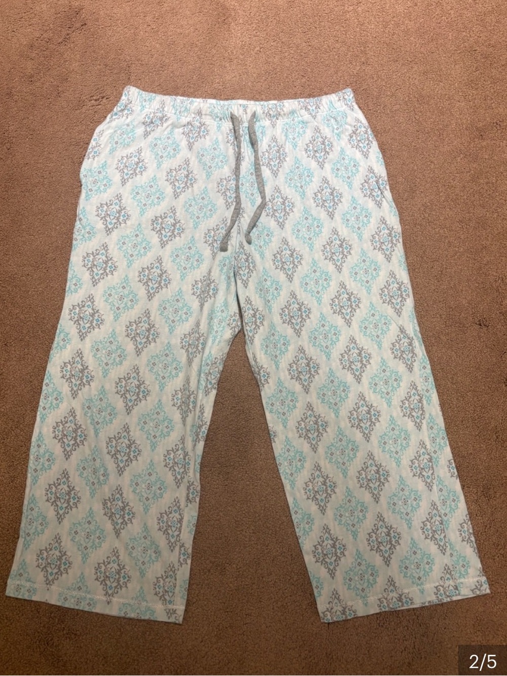 3 for $14 Carole Hochman White Lounge Pants with Blue Pattern size small